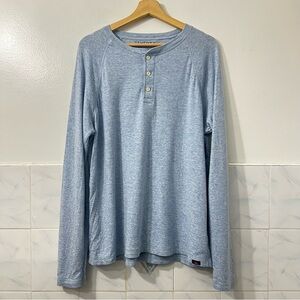 Faherty Long Sleeve Cloud Henley Shirt Heather Blue Men L Casual Layer Preppy